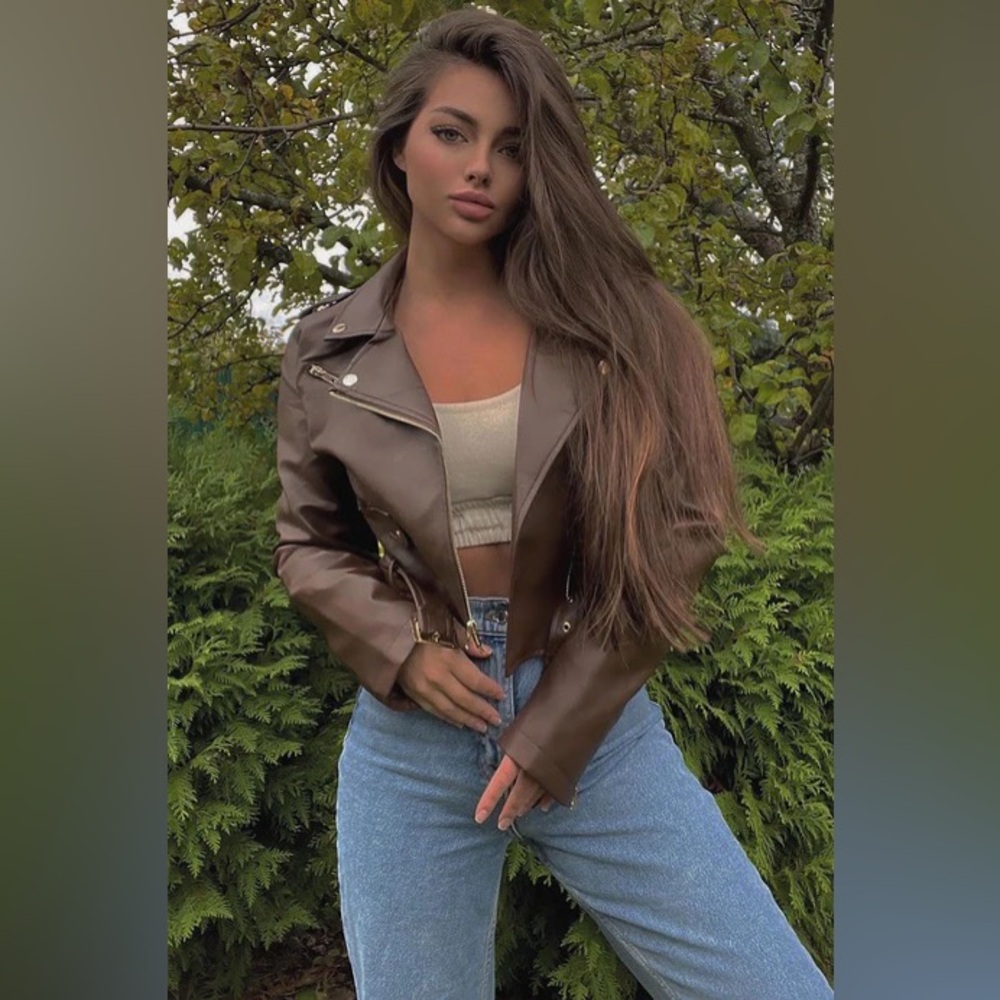 Fashion Nova Brown Faux Leather Jacket